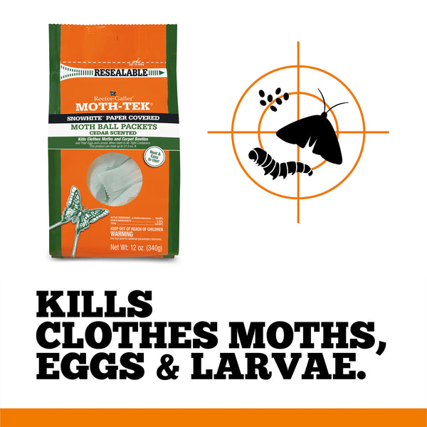 Reefer-Galler Moth-Tek Snowhite Cedar Scented Moth Ball Packets 12oz.