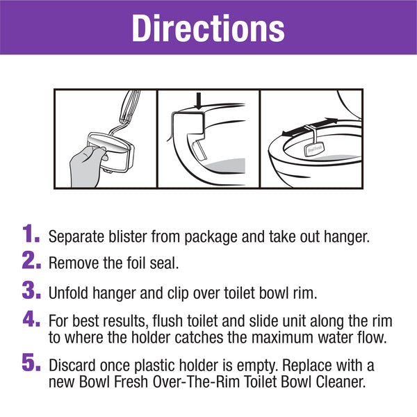 Bowl Fresh Over the Rim Toilet Bowl Cleaner and Freshener Gel - Lavender Scented