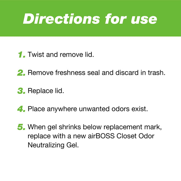 airBOSS Closet Odor Neutralizing Gel with Charcoal - Fragrance Free