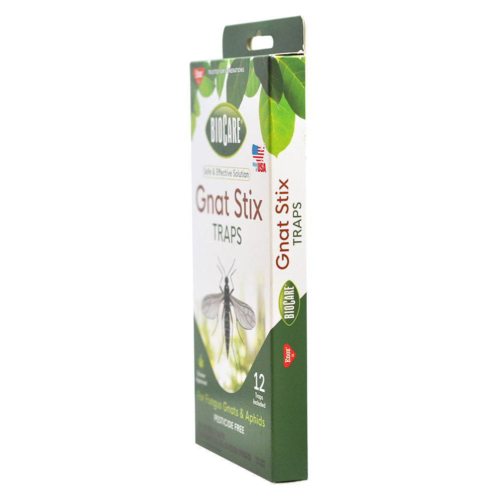 Enoz Gnat Styx (6 Pack) - Biocare Gnat Stix - Sticky Paper Trap - Pesticide Free - Lasts Up to 3 Months - Includes 72 Traps and Stakes | EB7300.6